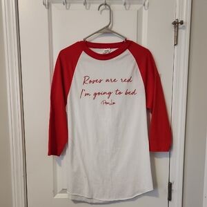 Piper Lou Roses Are Red I'm Going To Bed 3/4 Sleeve T-shirt Size Medium